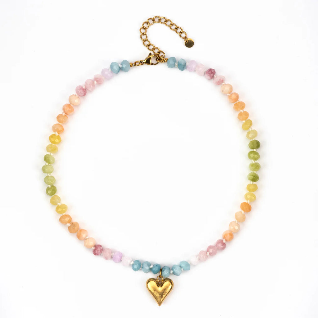 Libbie Pastel Stone Heart necklace - Raf and Grace