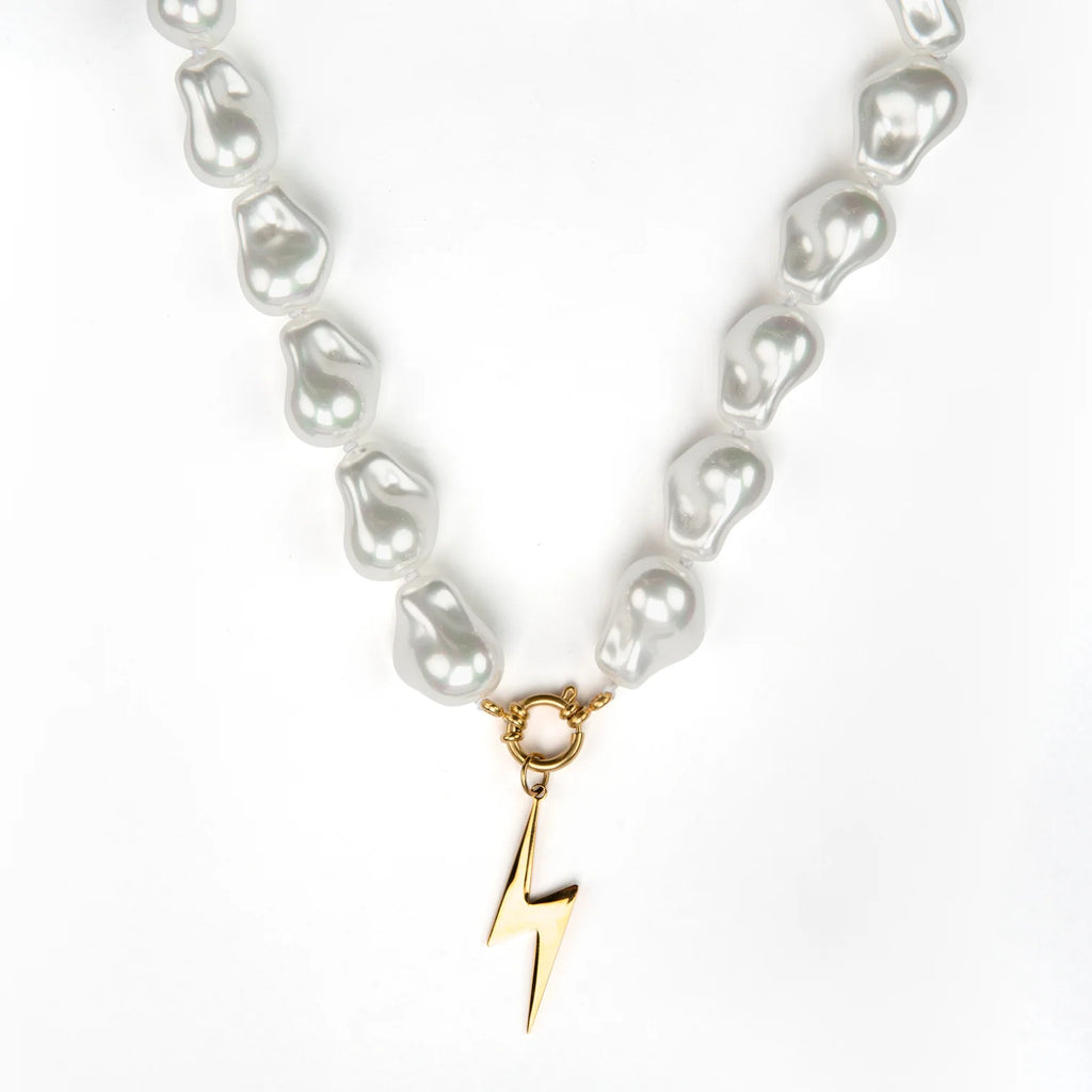 Patsy Pearl and Lightning Charm Necklace - Raf and Grace