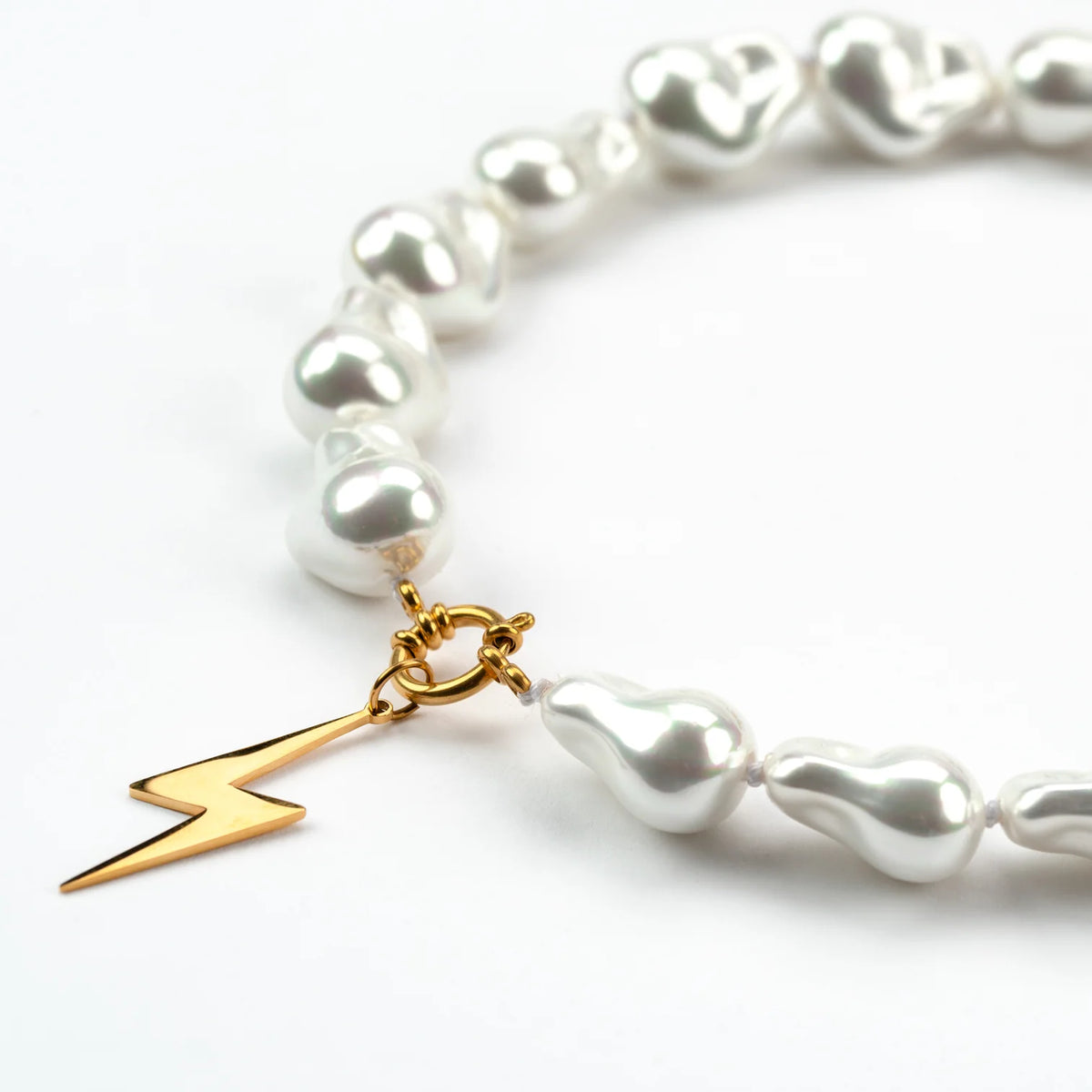 Patsy Pearl and Lightning Charm Necklace - Raf and Grace