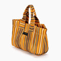 Recycled Plastic Chocolate & Orange Stripe Micro Shopper Bag - Raf and Grace