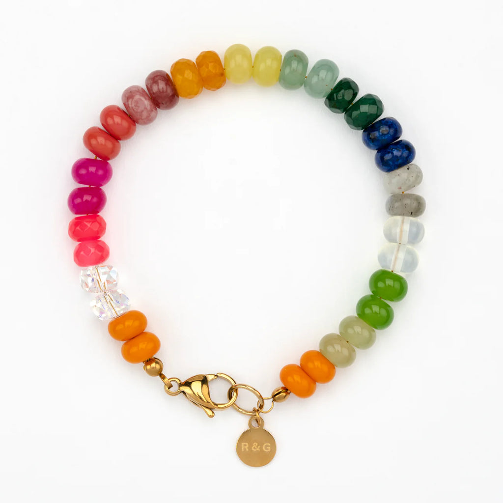 Gold Rainbow Candy Bead Bracelet - Raf and Grace