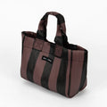 Recycled Plastic Fig Brown & Black Striped Micro Shopper Bag - Raf and Grace