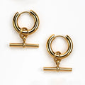 Claudia Gold Plated T Bar Earrings - Raf and Grace