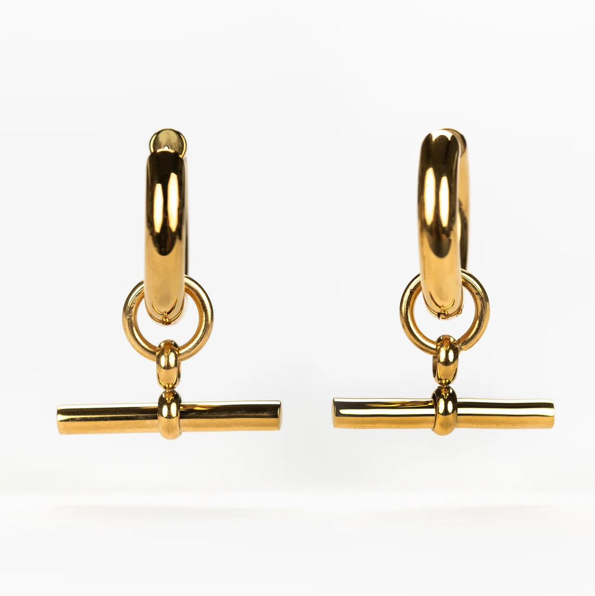 Claudia Gold Plated T Bar Earrings - Raf and Grace