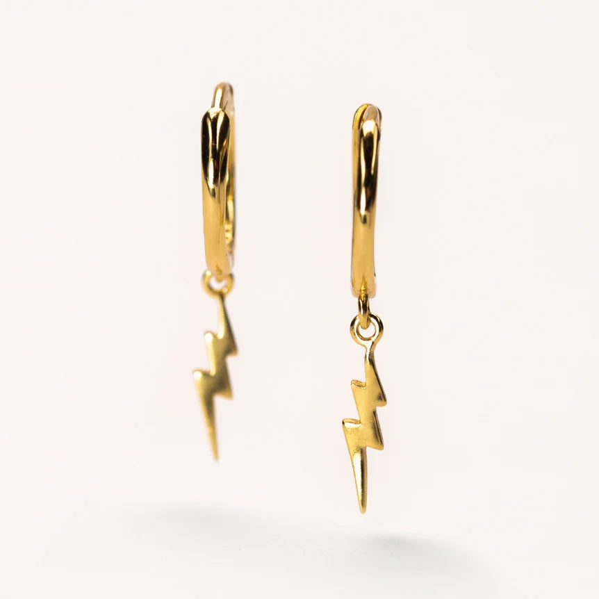 Lightning Bolt Huggie Earrings - Raf and Grace