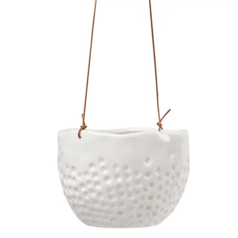 Hanging Pot - Dotty White