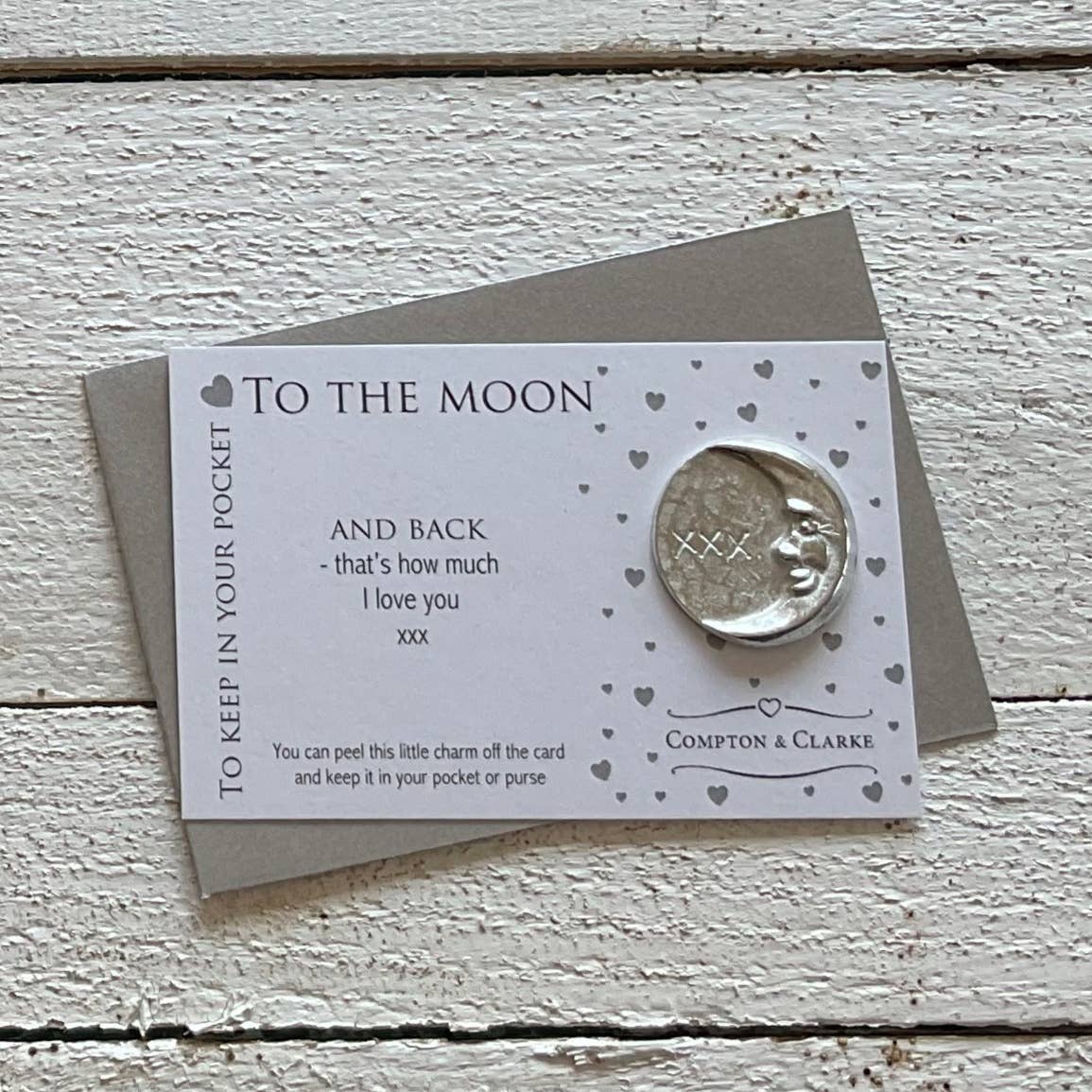 Moon & Back Carded Pocket Charm