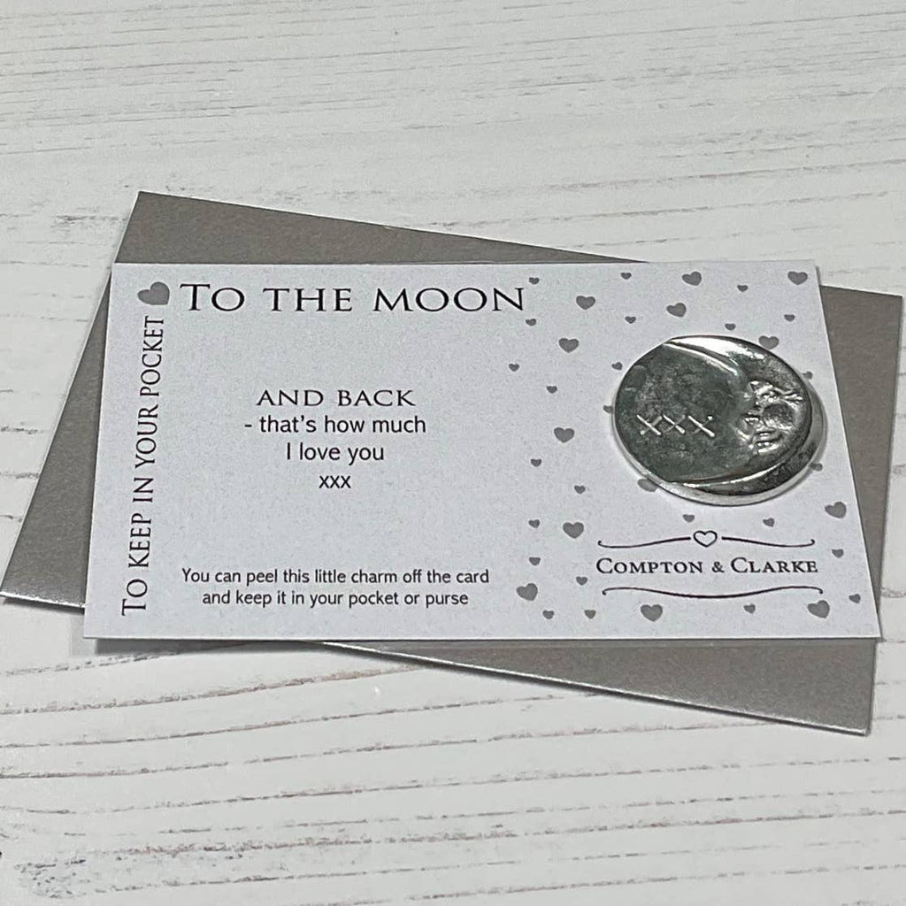 Moon & Back Carded Pocket Charm