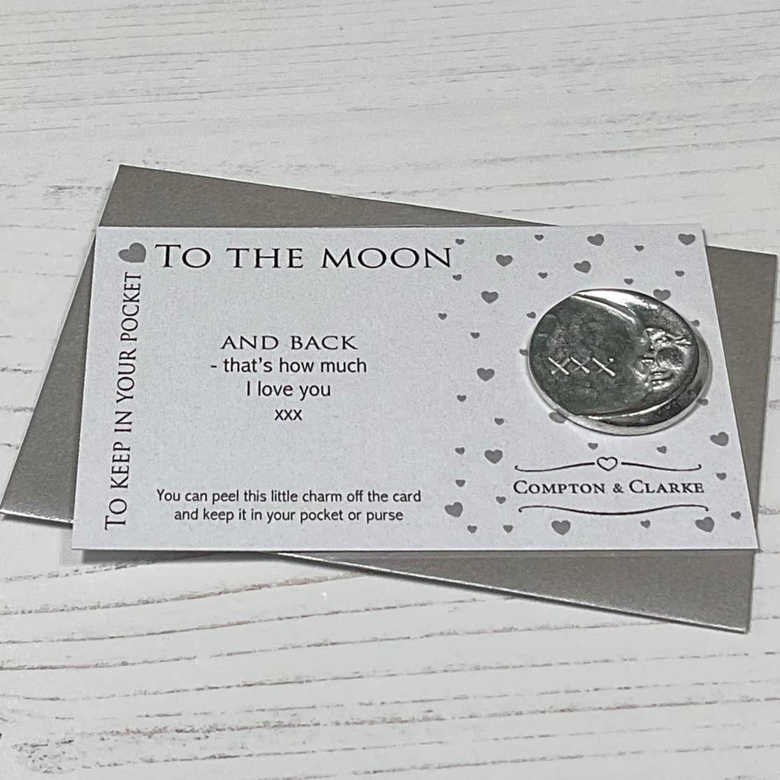 Moon & Back Carded Pocket Charm