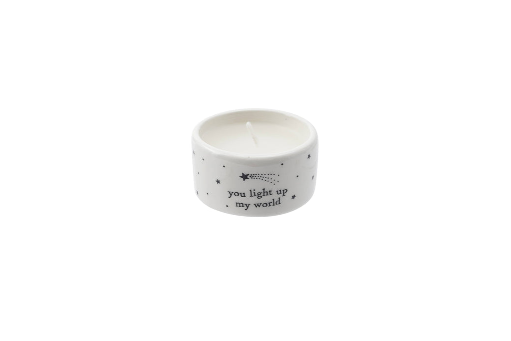 'You Light Up My World' - Ceramic Tealight