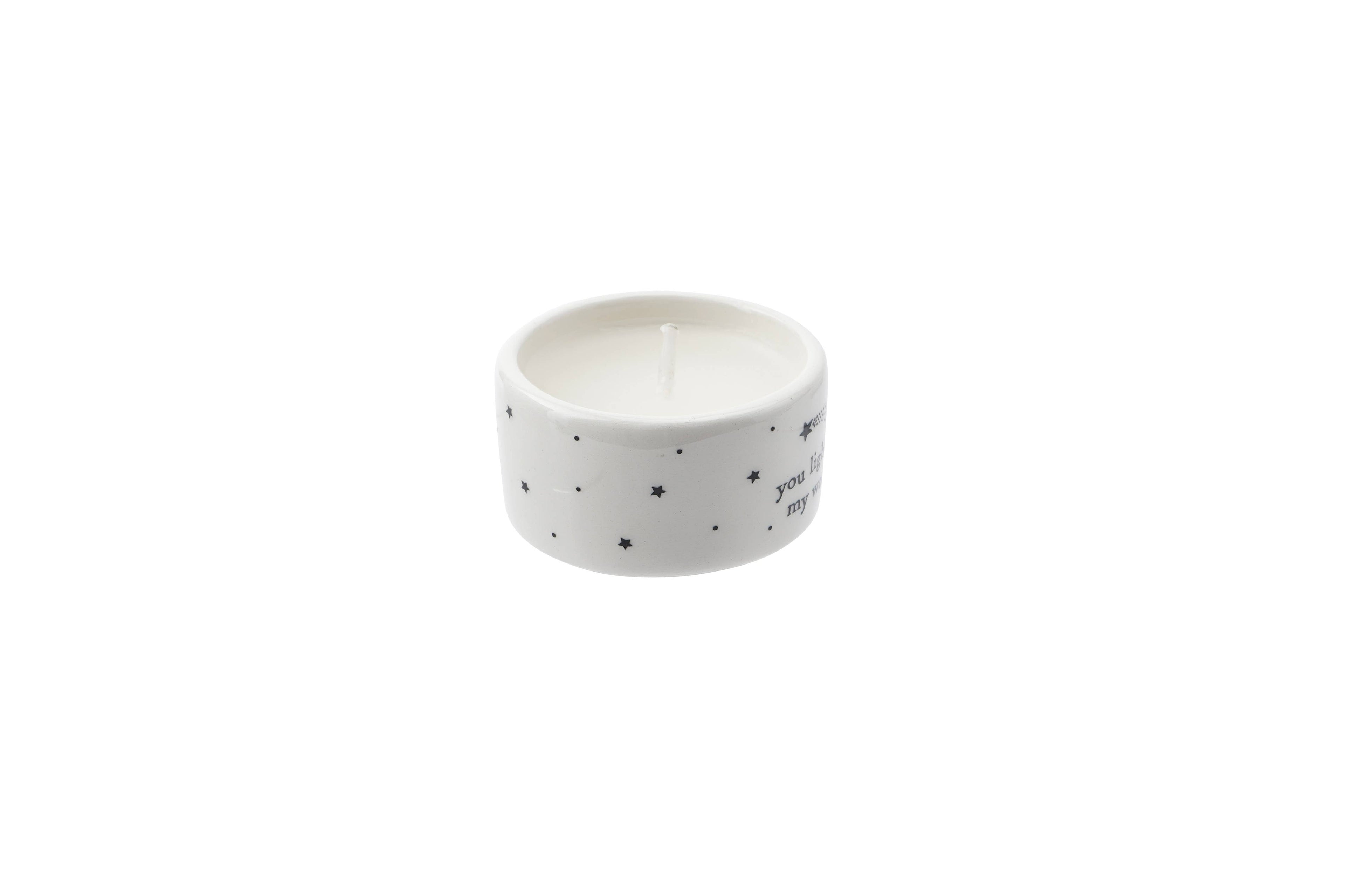 'You Light Up My World' - Ceramic Tealight