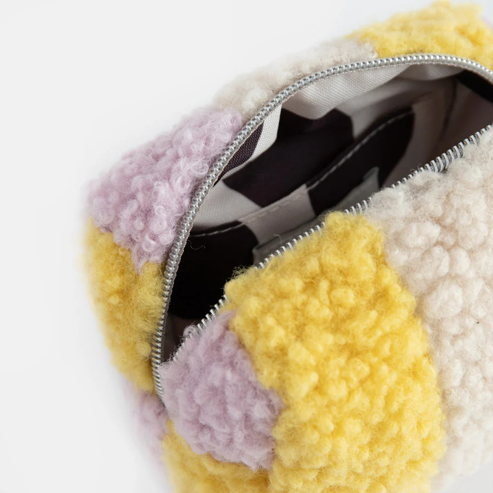 Multi Stripe Borg Mini Cube Cosmetic Bag