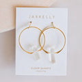 Rose and Clear Quartz Hoop Earrings