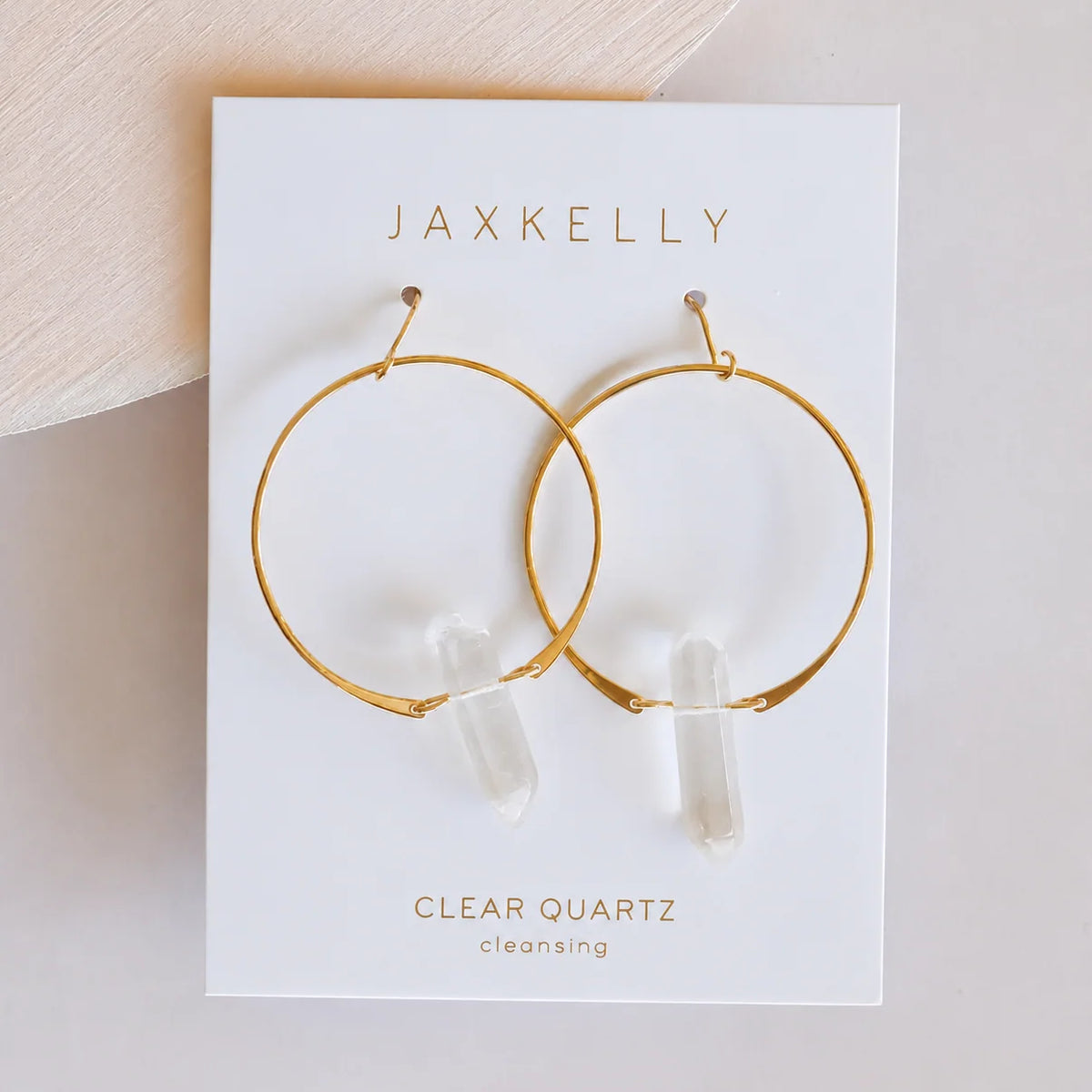Rose and Clear Quartz Hoop Earrings
