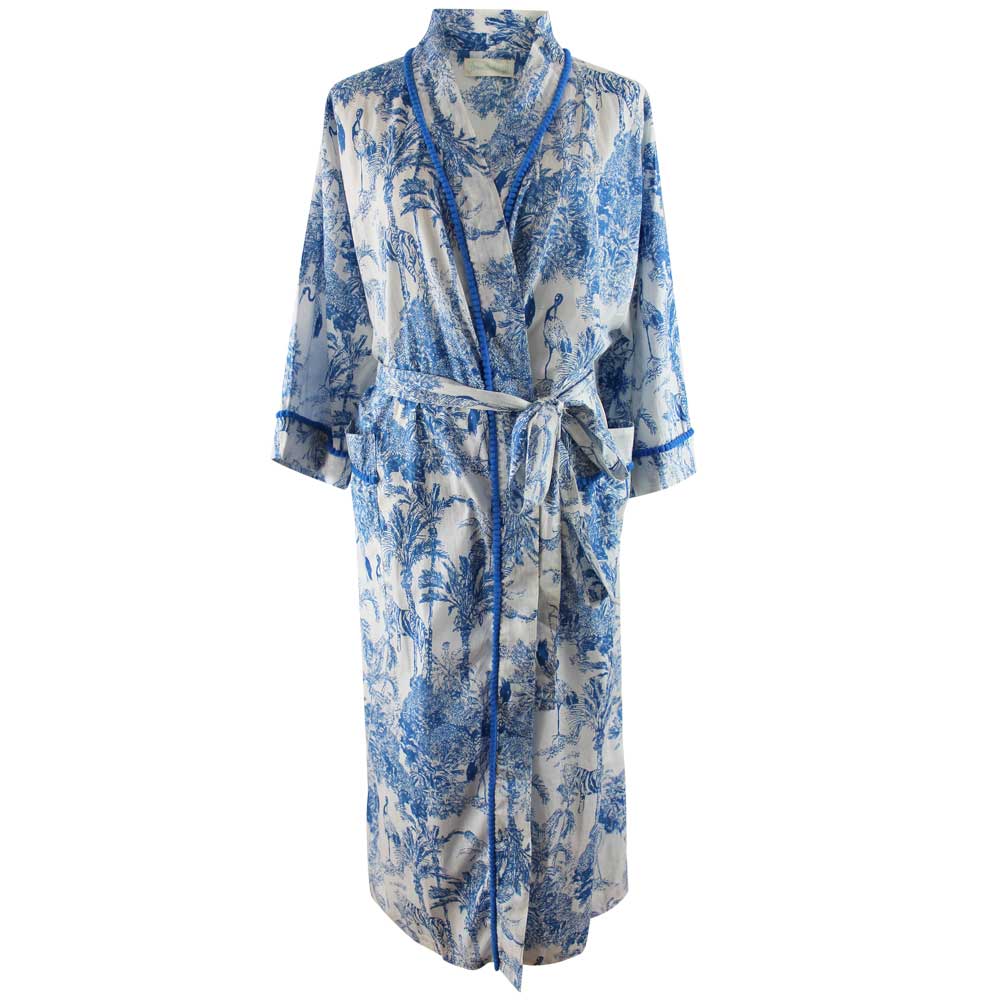 Blue and White Safari Dressing Gown