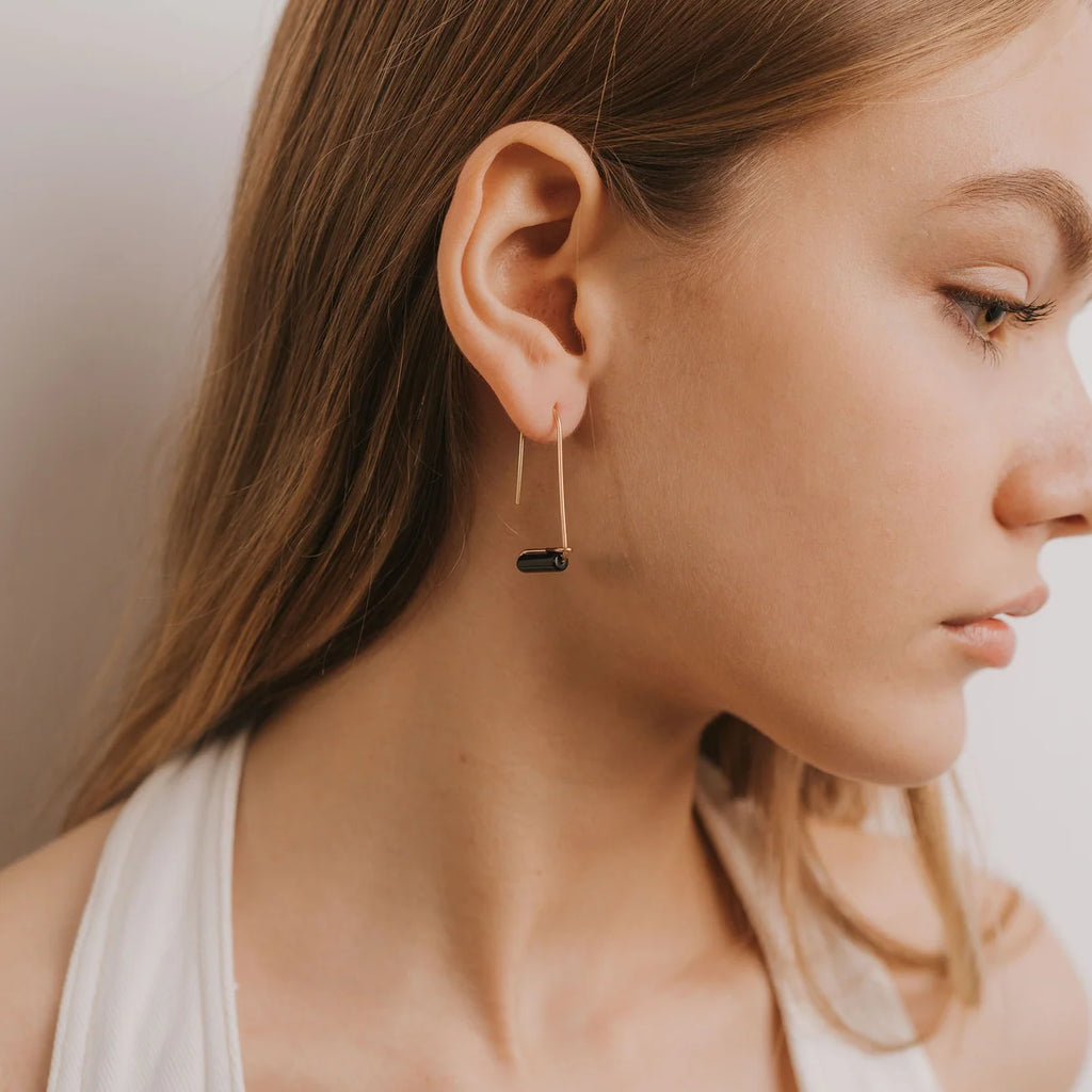 Black Onyx Gemstone Drop Earrings