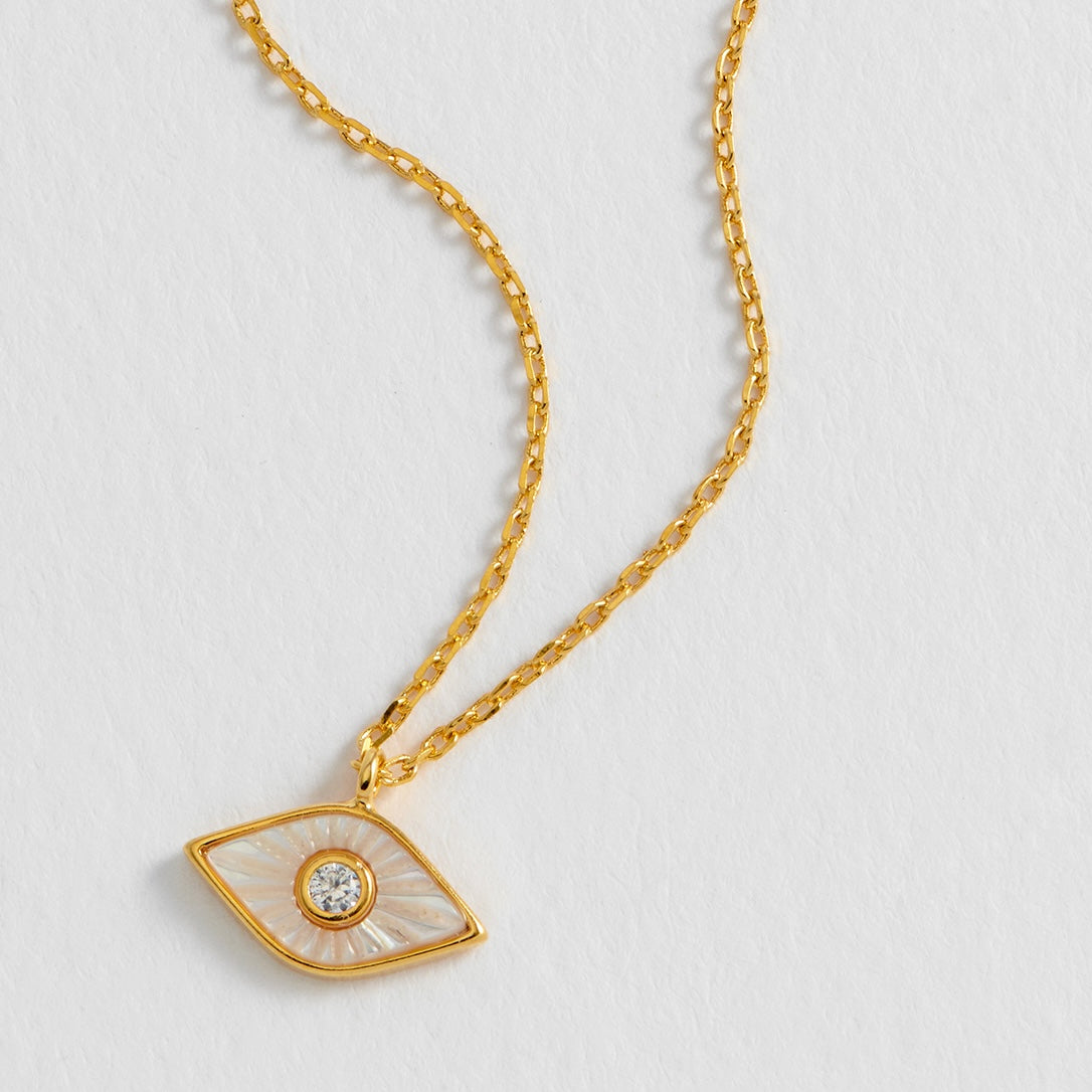 Pearl Evil Eye Necklace