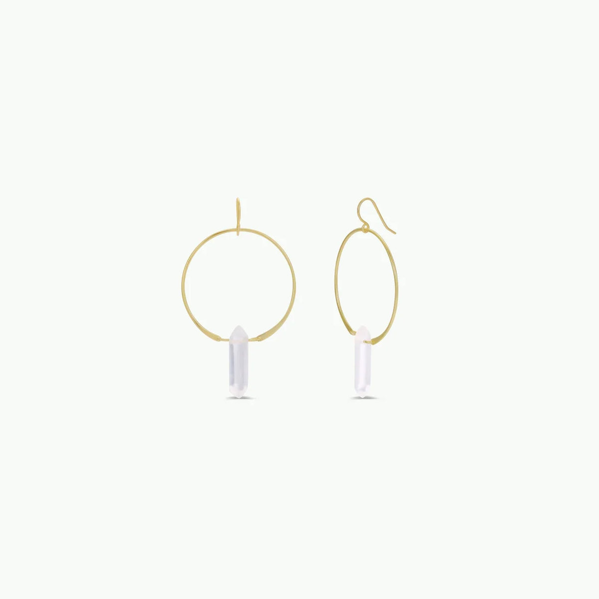 Rose and Clear Quartz Hoop Earrings