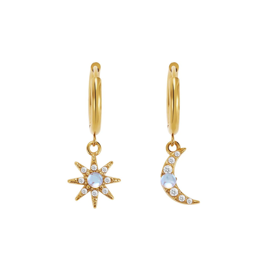 Seraphina Moon & Star Hoop Earrings - Raf and Grace