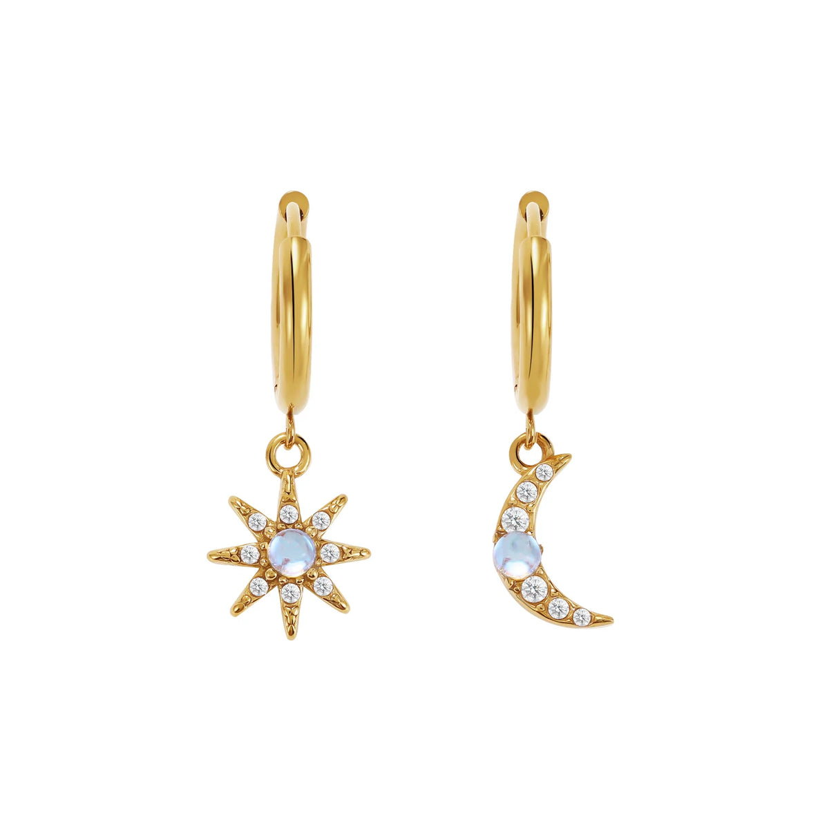 Seraphina Moon & Star Hoop Earrings - Raf and Grace