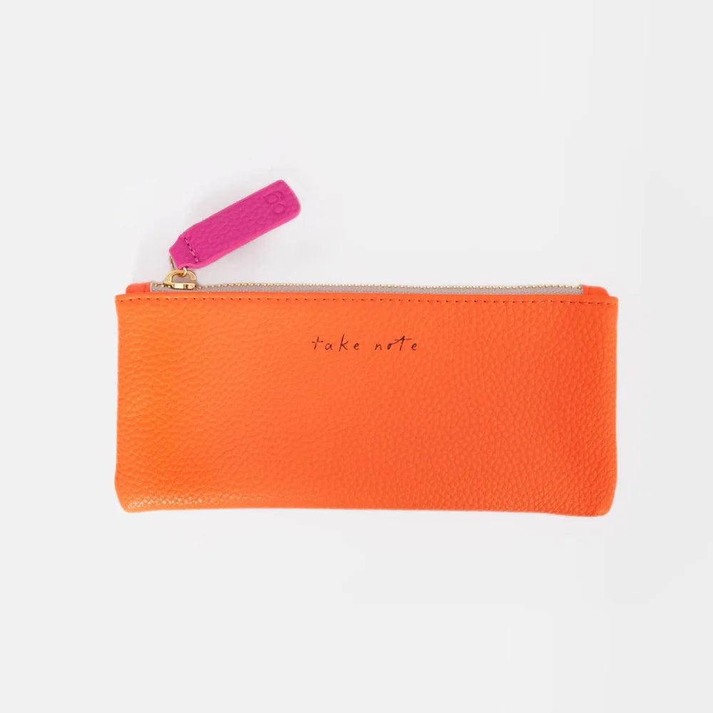 Orange 'Take Note' Pencil Case