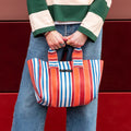 Recycled Plastic Orange & Red Striped Micro Shopper Bag - Raf and Grace