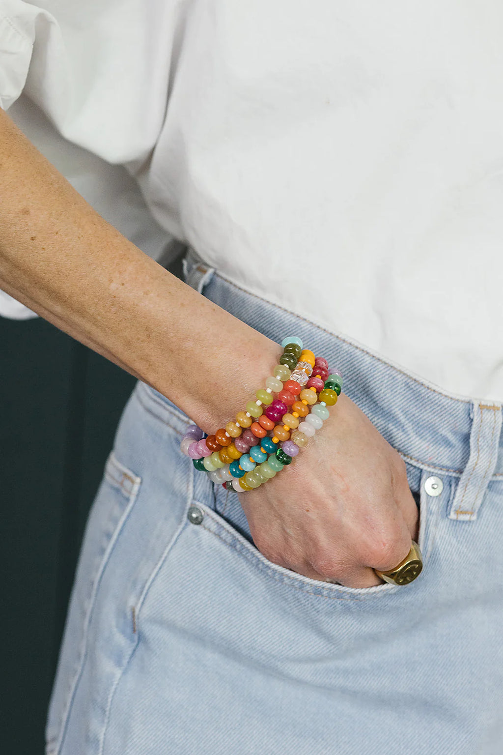 Gold Rainbow Candy Bead Bracelet - Raf and Grace