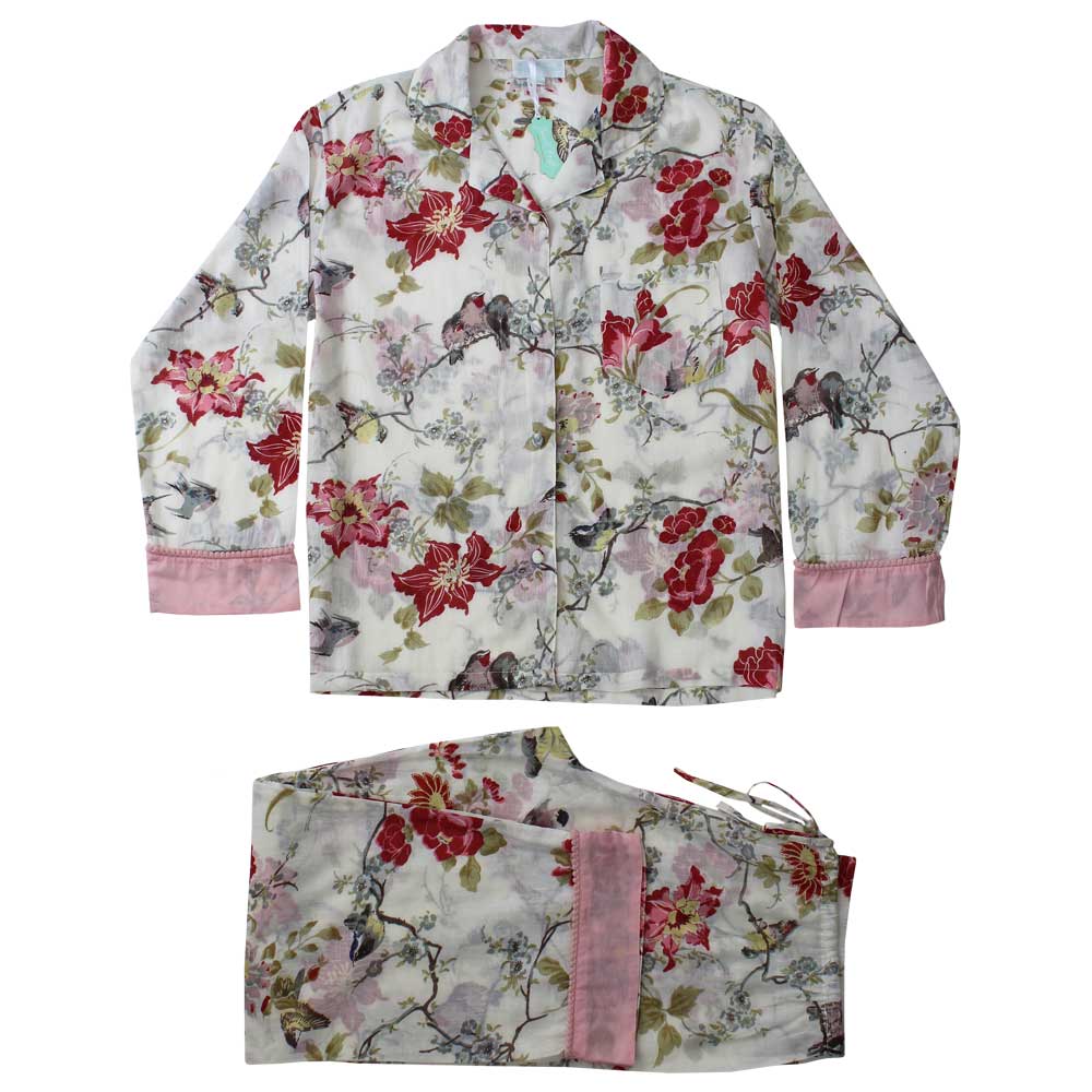 Red & Pink Rose Floral Ladies Pyjamas