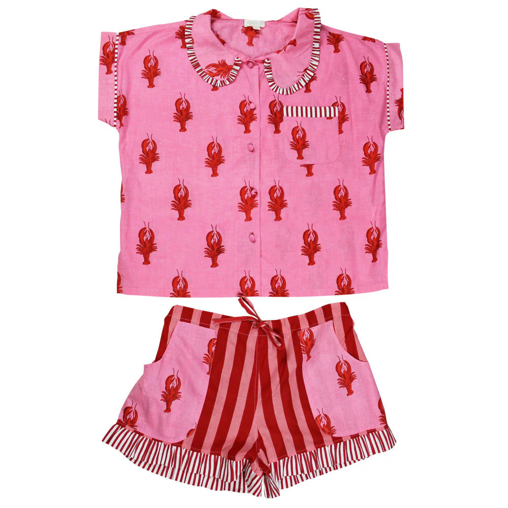 Pink & Red Lobster Pyjama Set - Short