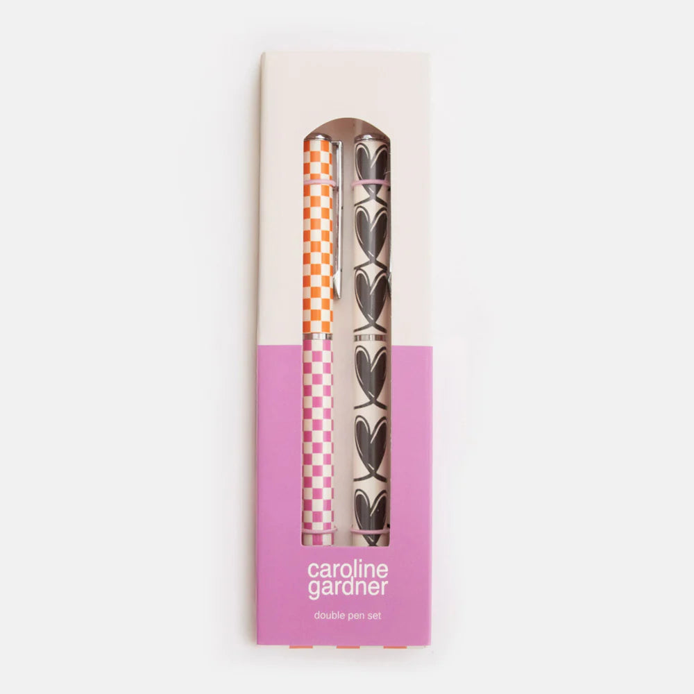 Looped Hearts/Multi Check Set of 2 Boxed Pens