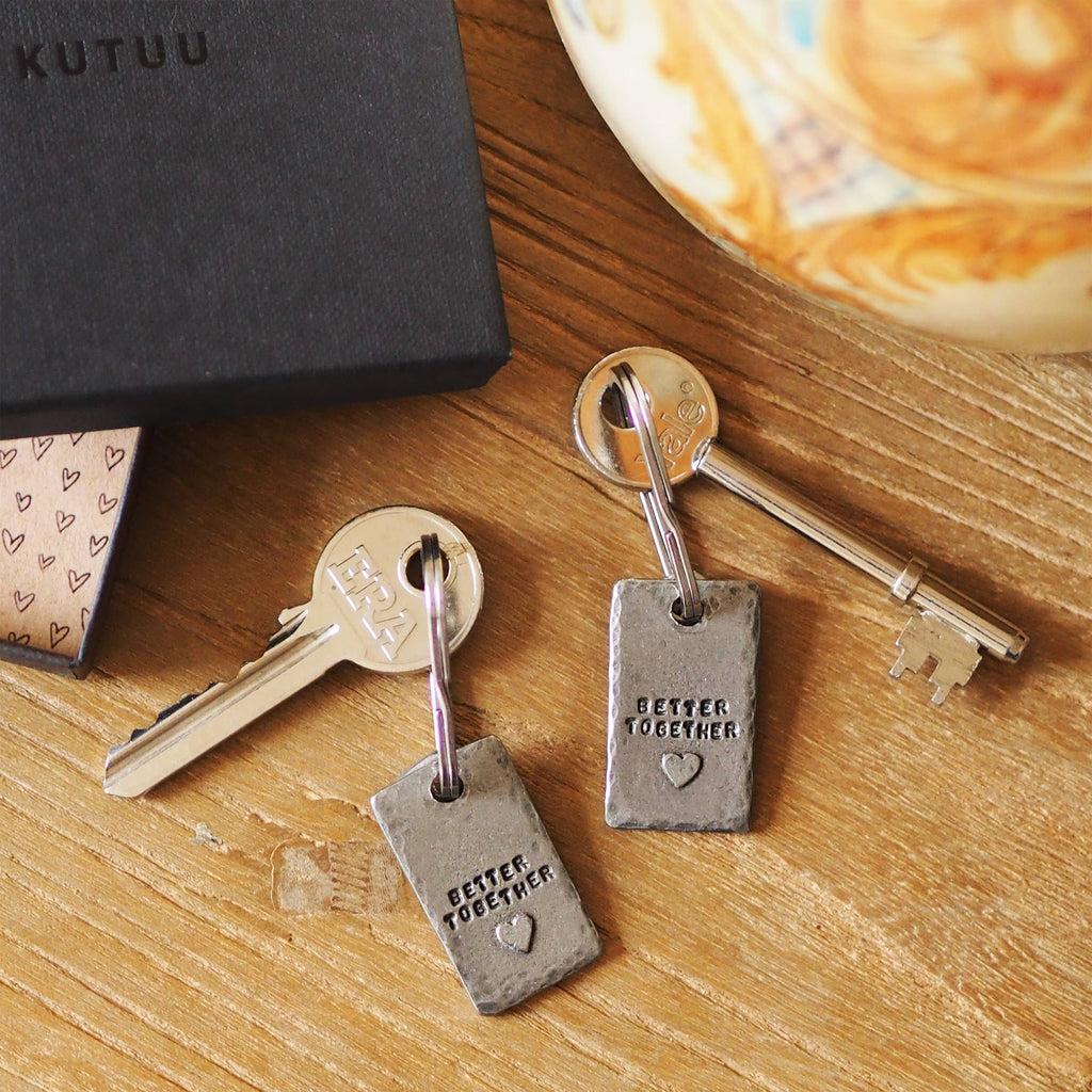 'Better Together' Heart Keyring Set
