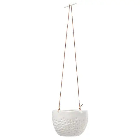 Hanging Pot - Dotty White