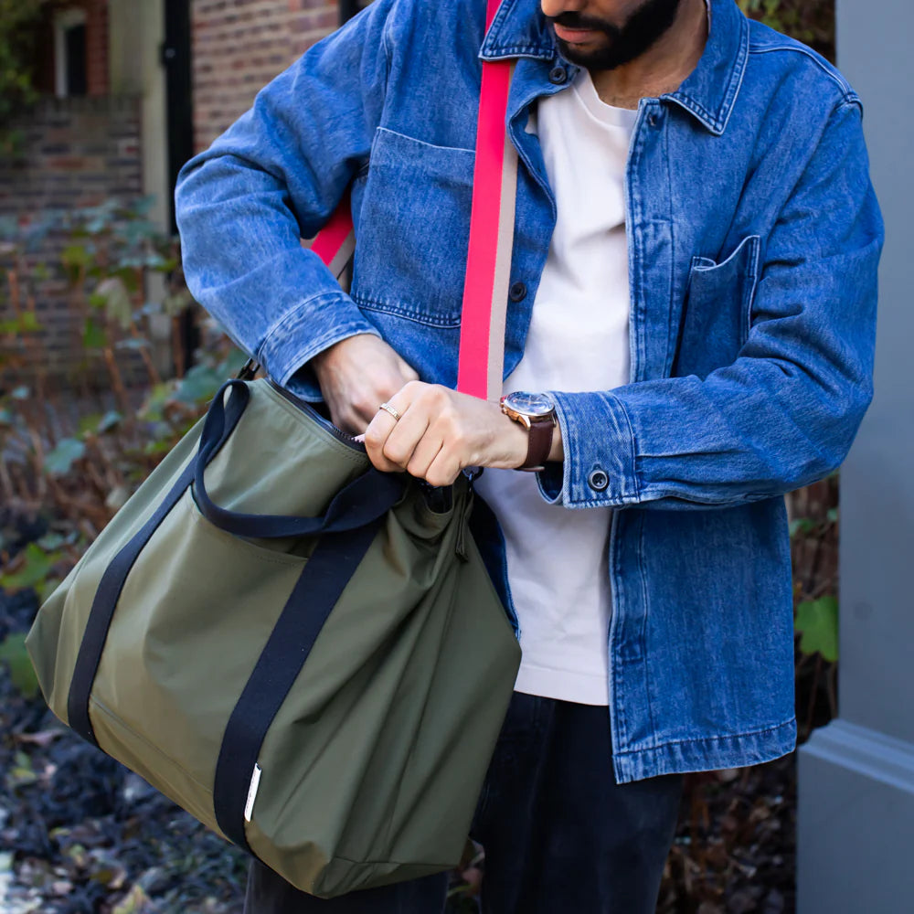 Khaki Nylon Travel/Gym Bag