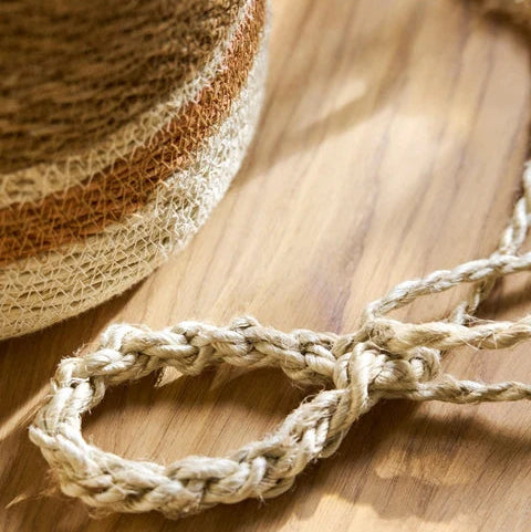 Woven Hanging Plant Pot – Orange & Cream Stripe